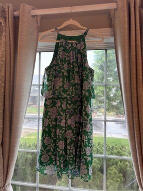 Eliza J Green Floral Halter Midi Dress
